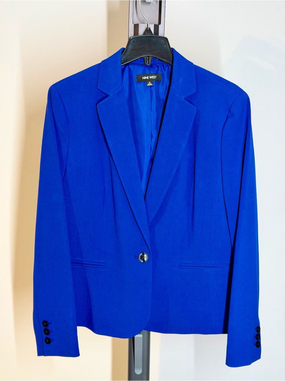 Nine West Cobalt Blue One-Button Tailored Blazer